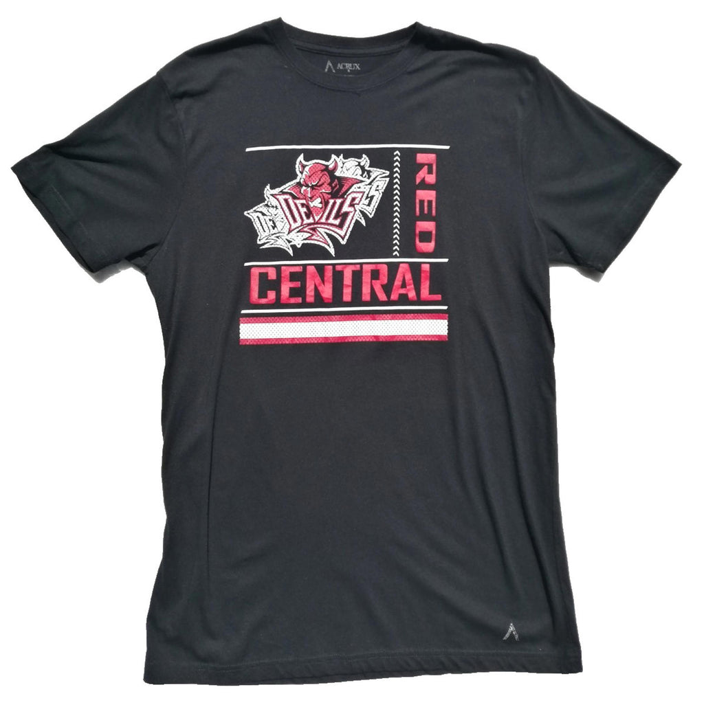 Devil's Red Central Graphic Print T-Shirt Men's Size L Black Crew Neck
