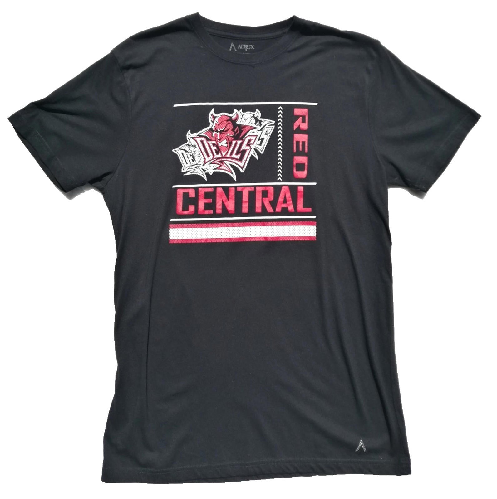 Devil's Red Central Graphic Print T-Shirt Men's Size L Black Crew Neck