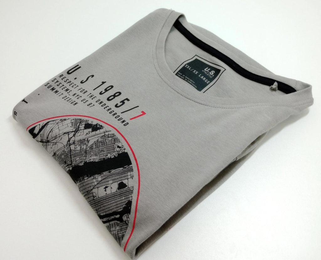 NYC Underground BRNX Print T-Shirt Men's UK Size 2XL Grey 100% Cotton Crew Neck