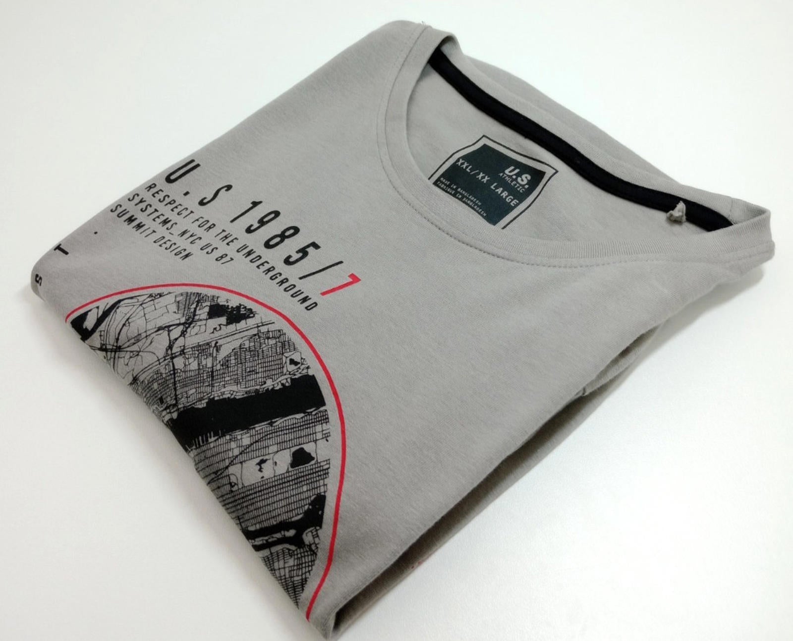 NYC Underground BRNX Print T-Shirt Men's UK Size 2XL Grey 100% Cotton Crew Neck