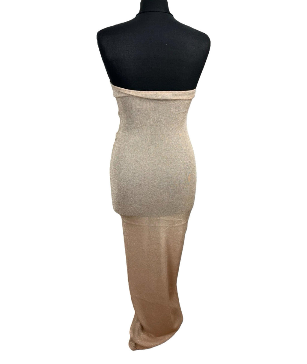 Pretty Little Thing Maxi Dress Women’s UK S Strapless Bodycon Cut-Out Rose