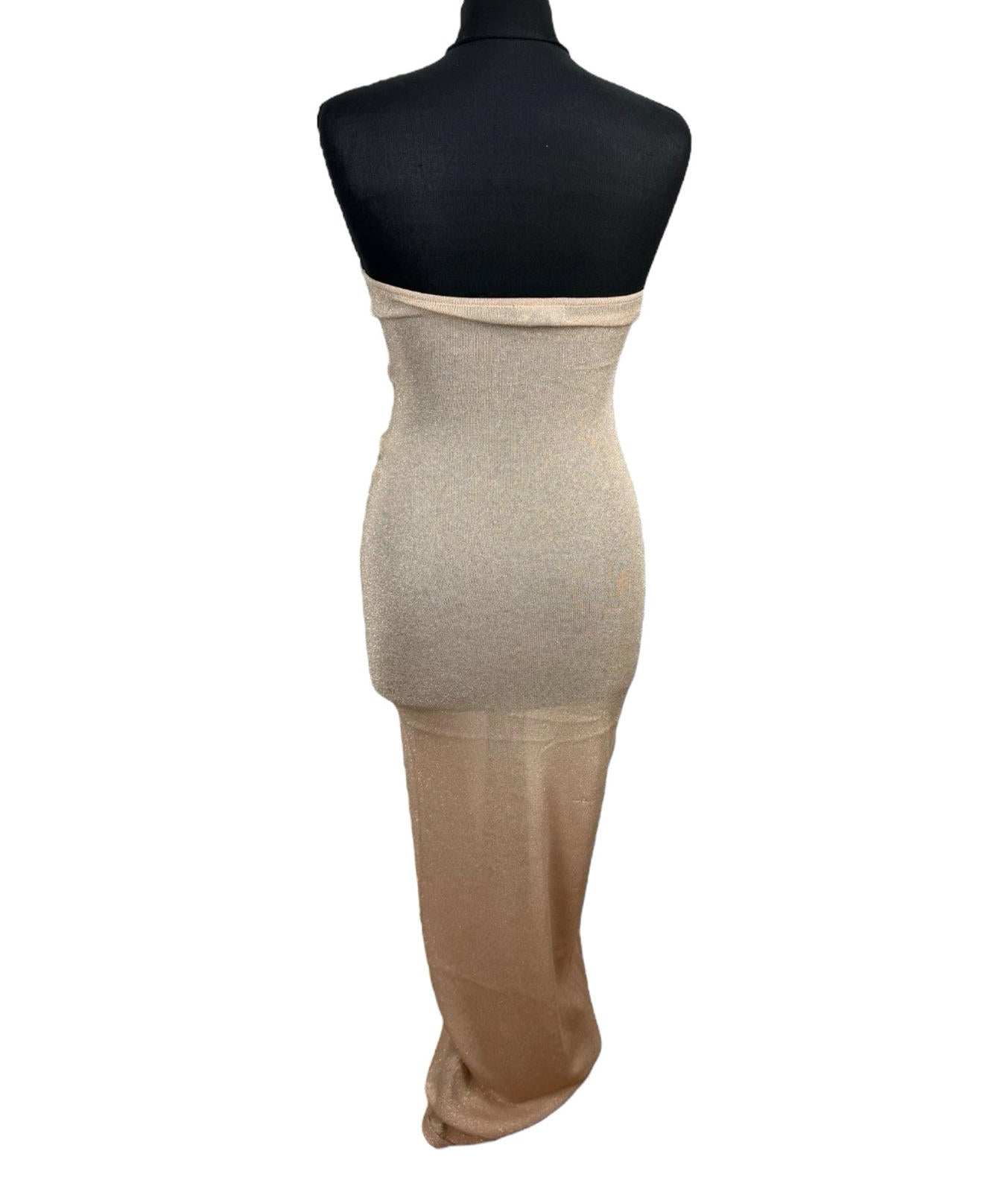 Pretty Little Thing Maxi Dress Women’s UK S Strapless Bodycon Cut-Out Rose