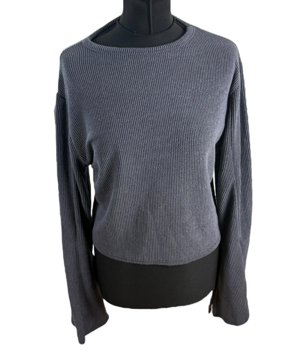 Pretty Little Thing Grey Ribbed Crop top Long Sleeve Women’s UK Size 16
