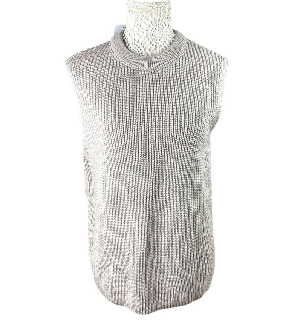 New Look Greige Knit Vest Top Tapard Jumper Relaxed Fit Women’s UK Size S