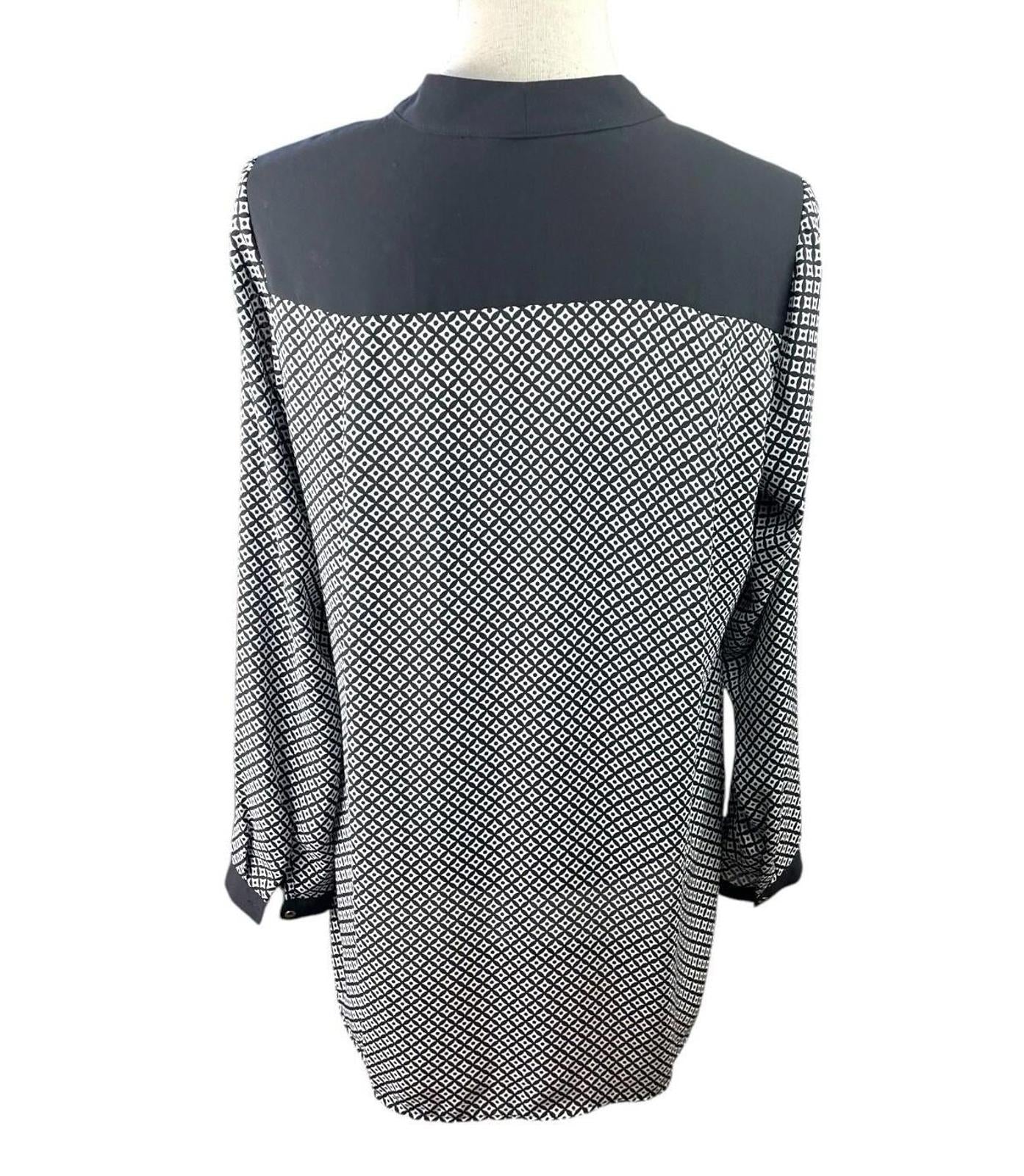 Marks & Spencer Long Sleeve Blouse Women’s UK Size 14 Tie Neck Geometric Print