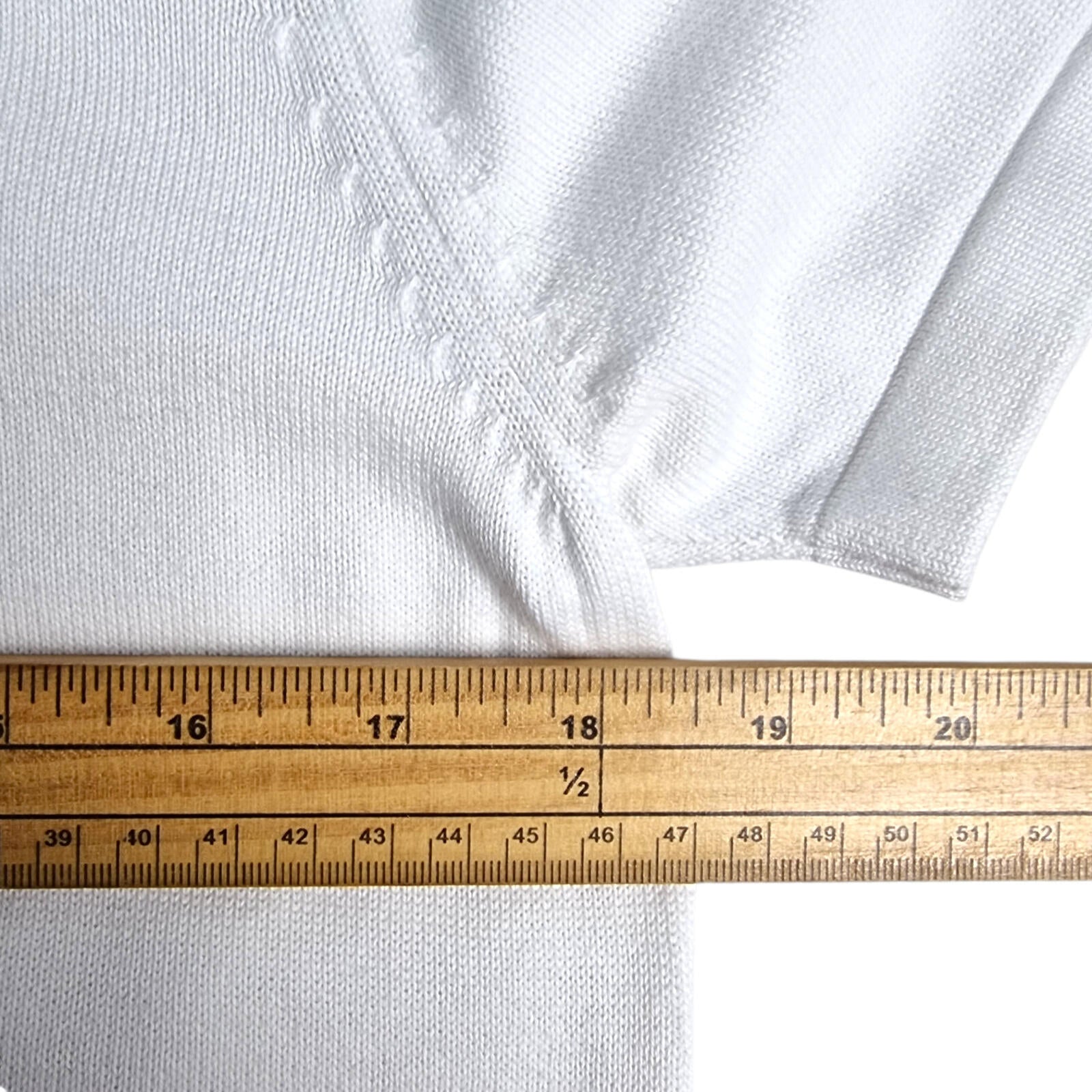 Next Knit Polo Shirt Men's UK Size S White Blue 1/4 Zip Short Sleeve 100% Cotton