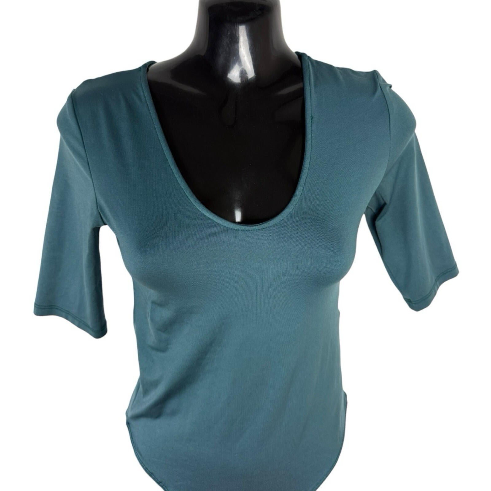 Primark Stretch Bodysuit Top Women’s UK Size XS 3/4 Sleeve Dark Green