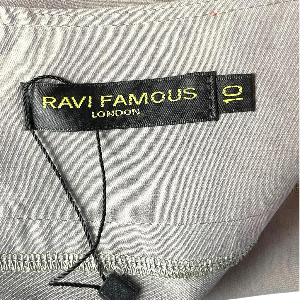 Ravi Famous Grey Pleated Skirt Double Buckle Women’s UK Size 10