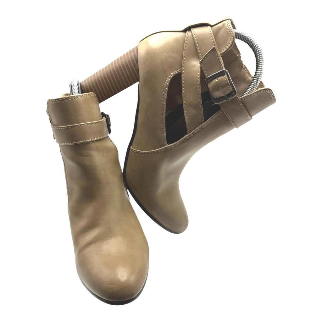TU Faux Leather  Ankle Boots Block Heel Cut Out Light Brown Women’s UK Size 6