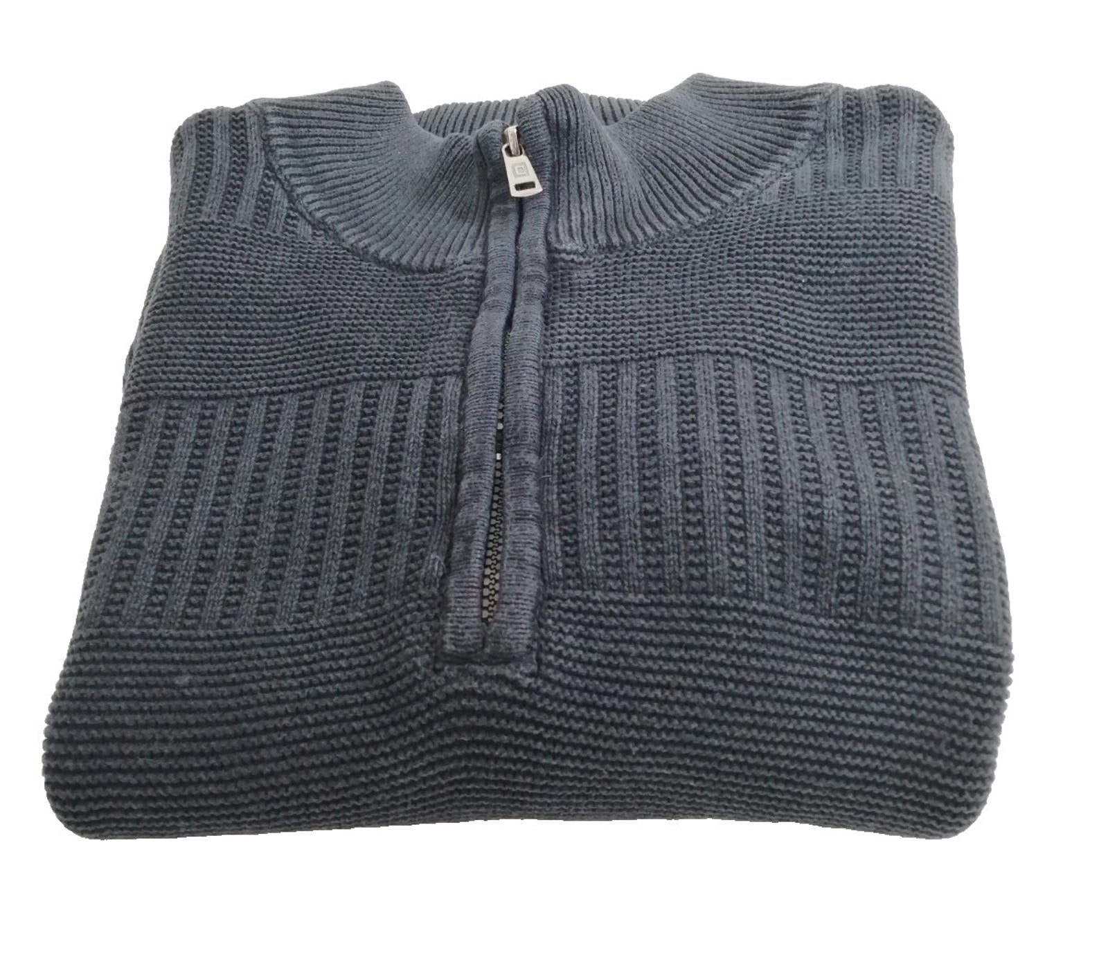 Ralph Lauren Chaps 1/4 Zip Ribbed Black Jumper Men's Size XL 100% Cotton