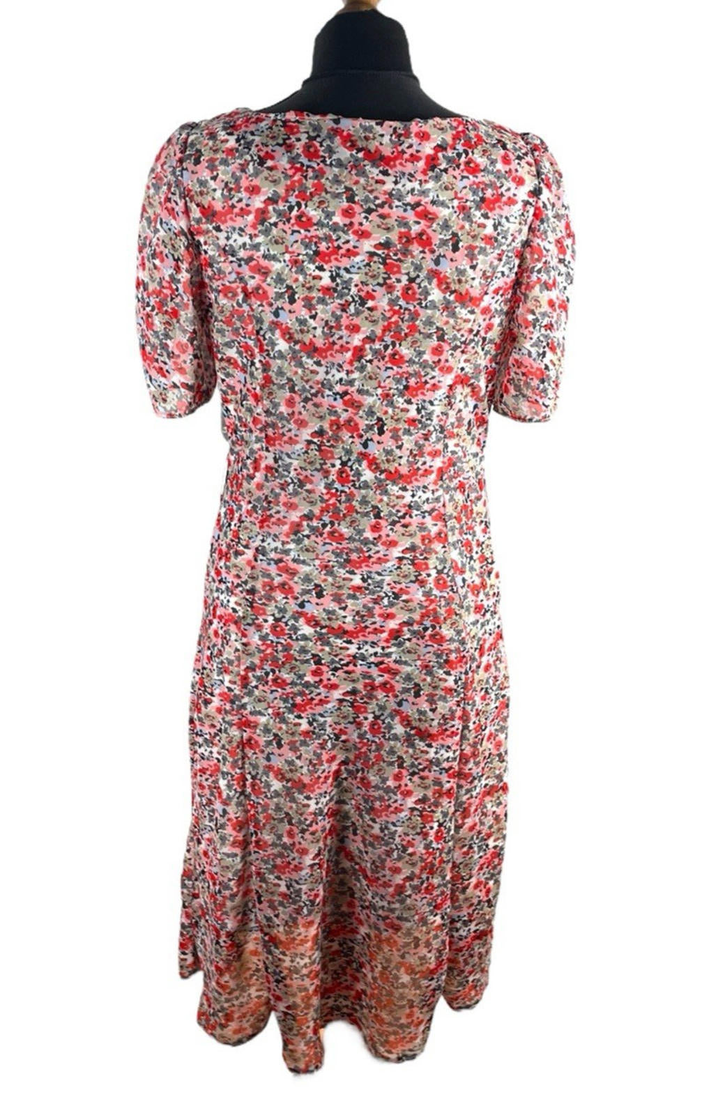 Autonomy Red Floral Midi Dress Layered Summer Women’s UK Size 12