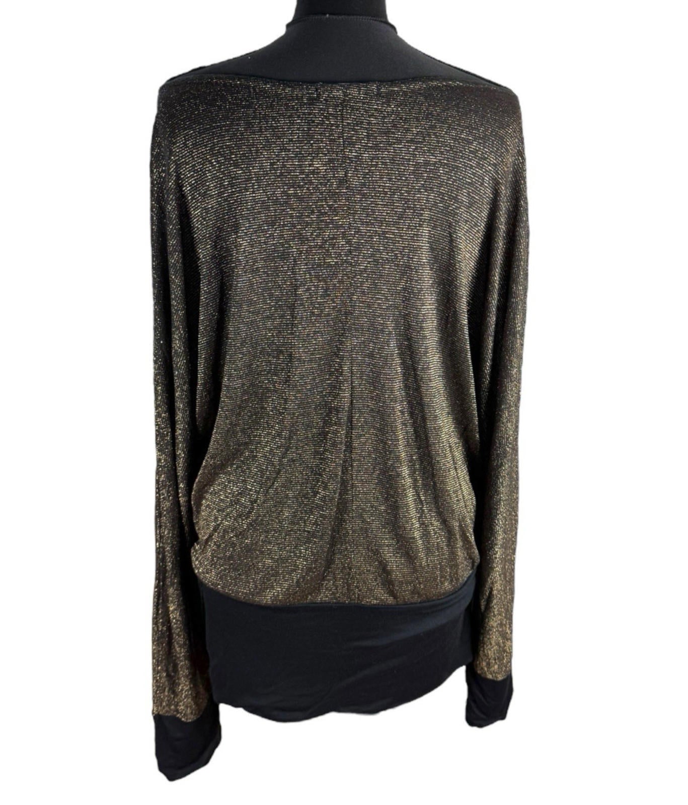 Nouvelle Collection Gold Sparkle Top Long Sleeve Relaxed Fit Women’s UK Size M