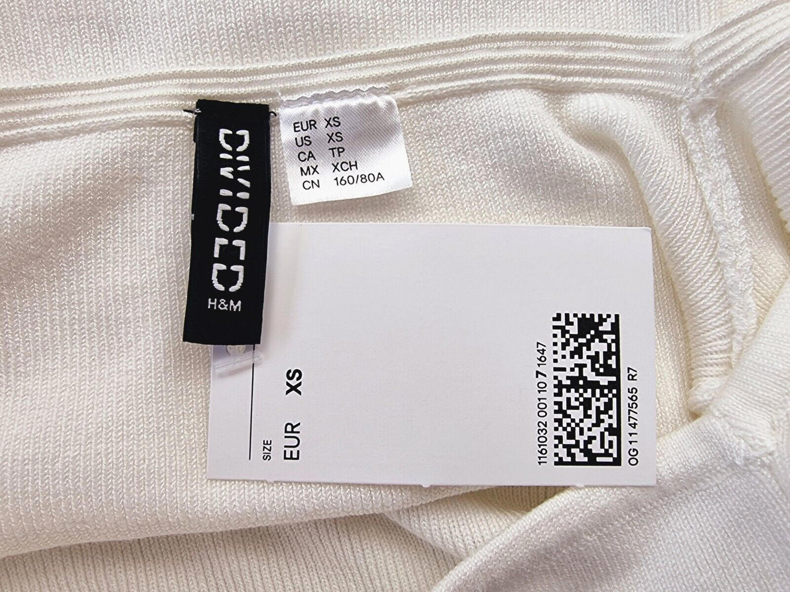 Divided Crop Top White Ribbed Blouse Women's UK Size XS
