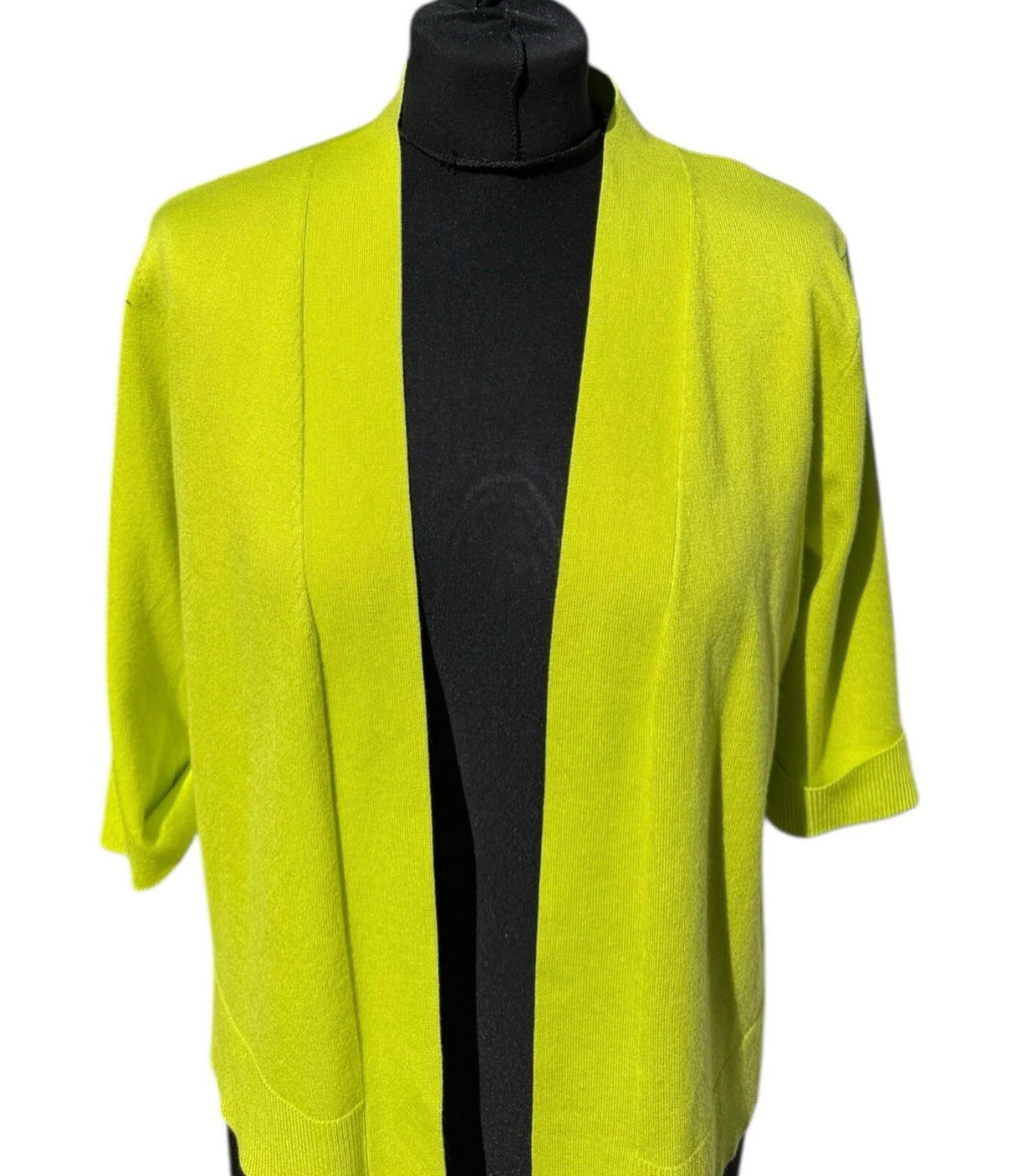 TRU Collection Neon Yellow Cardigan Open Front Women’s UK Size L
