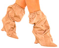 Pretty Little Thing Tan Sock Boots Ruffle Wedged Women’s UK Size 6