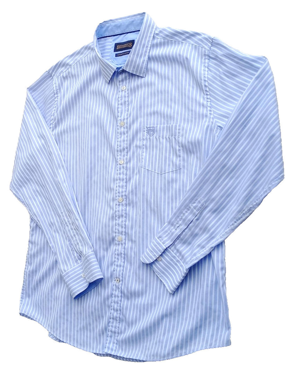 Broadbents & Boothroyds Shirt Men's UK Size 2XL Blue Stripe 100% Cotton Pocket