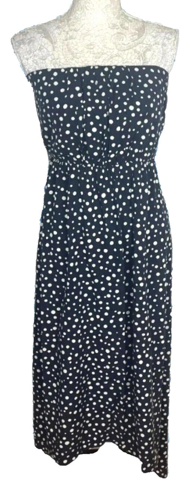 AX Paris Maxi Dress Polka Dot Navy & Cream Women's UK Size 10