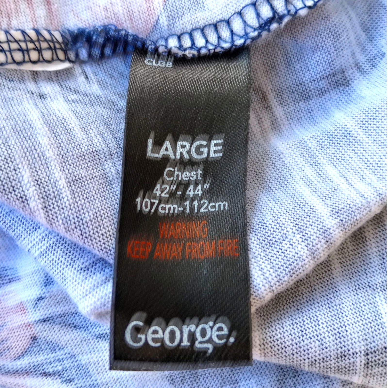 George T-Shirt Tropical Floral Print Men's UK Size L Blue Crew Neck 100% Cotton