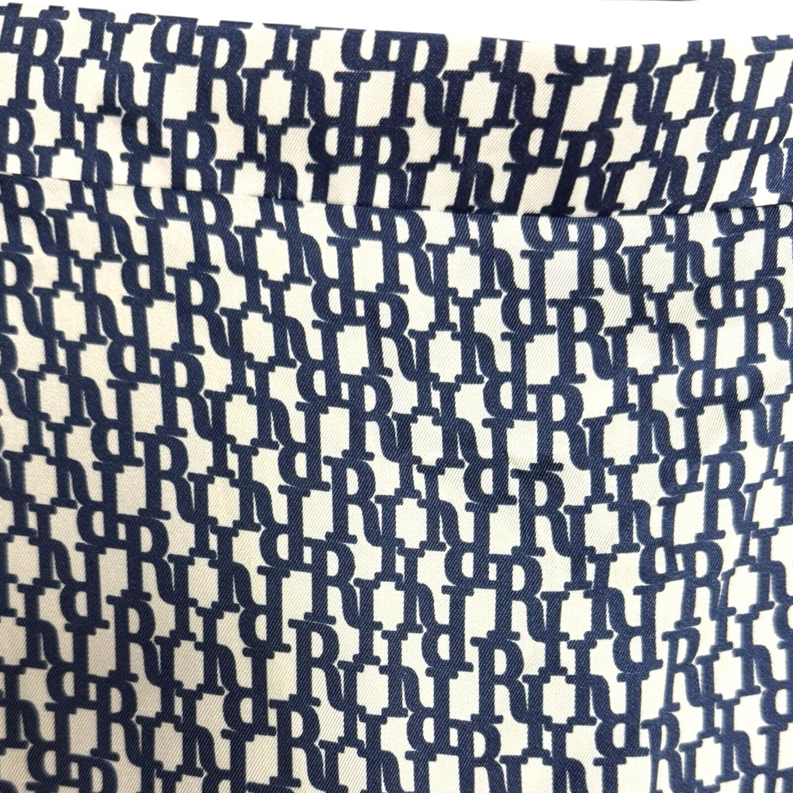 River Island Satin Off Shoulder Top Women’s UK Size 12 Logo Print White Navy