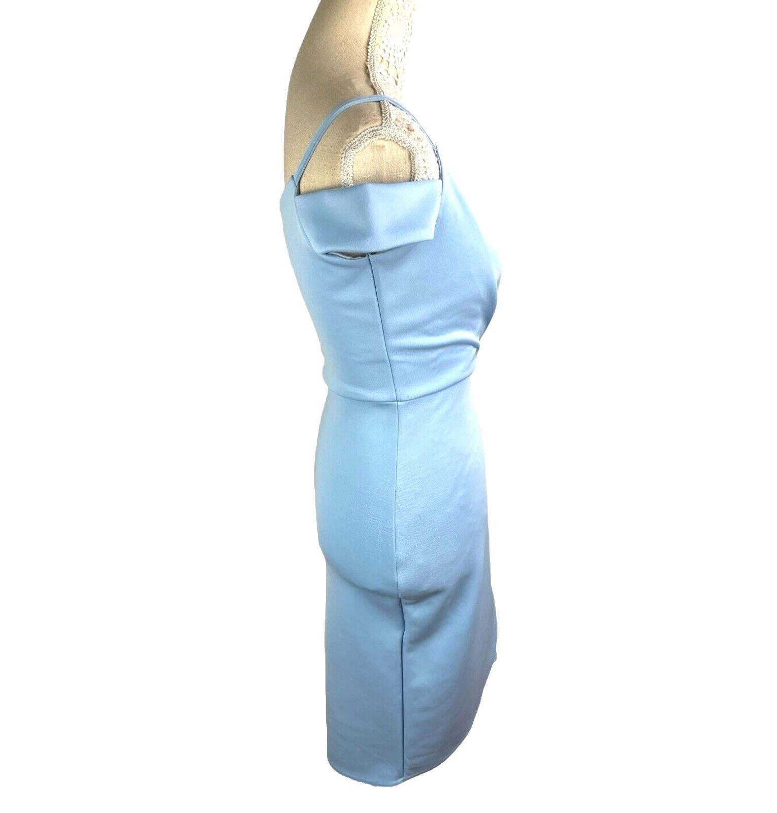 Be Jealous Bodycon Midi Dress Women's UK Size 6 Baby Blue Wrap-Style Cross-Front