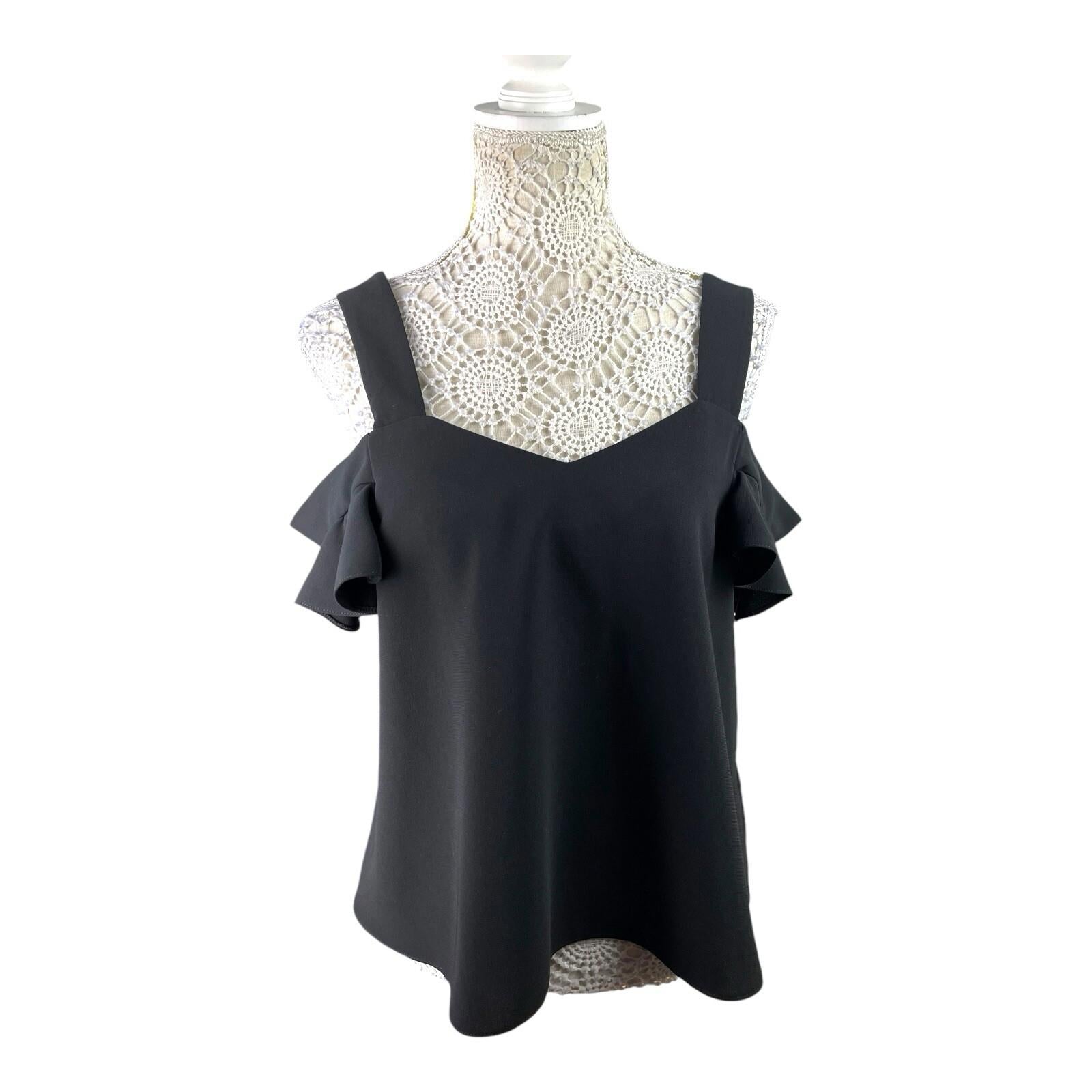 Topshop Black Peplum Top Frill Sleeve Women’s UK Size 12