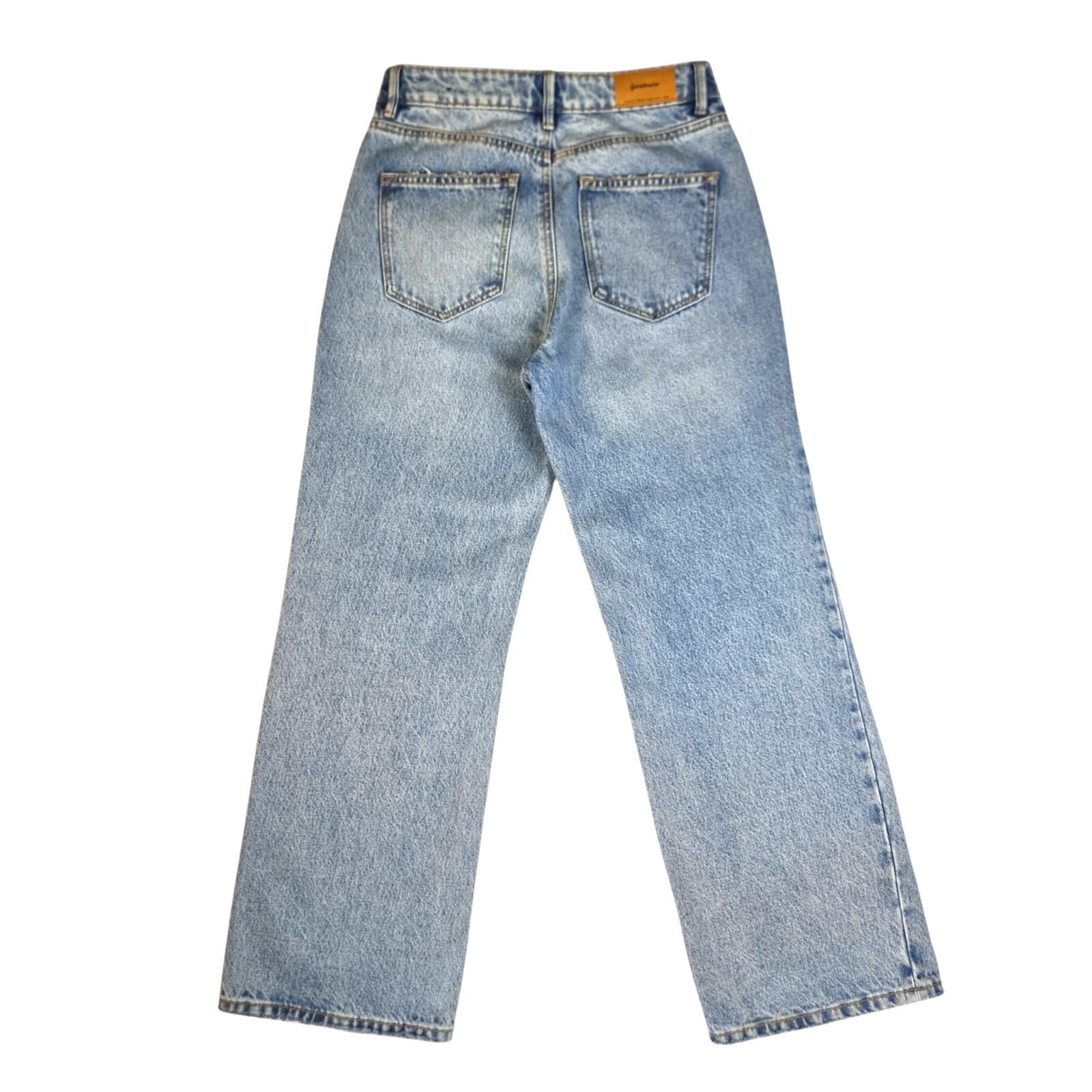 Stradivarius Jeans Women's UK Size 8 Straight Fit High Waisted Light Blue Denim