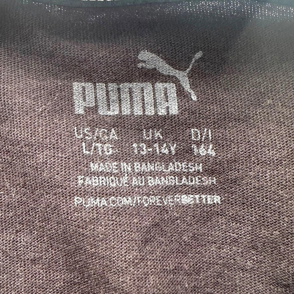 Puma T-Shirt Teen Age 13-14 Black Graphic Logo Print Short Sleeve Crew Neck