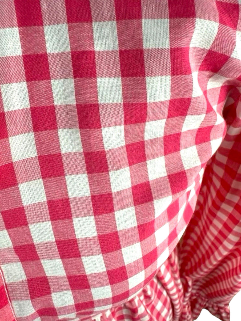 Gingham Tie Front Blouse Long Sleeve Grilled Hem Women’s UK Size S