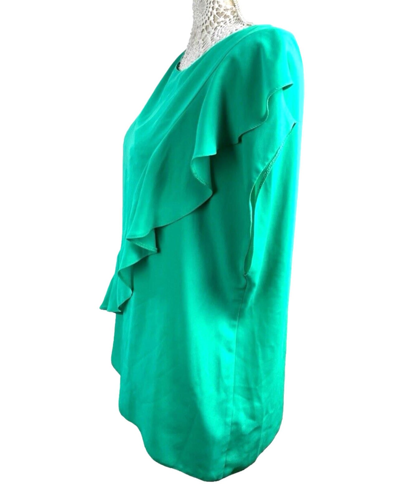 Wallis Layered Ruffle Blouse Women's UK Size 14 Green Frill Chiffon Sleeveless