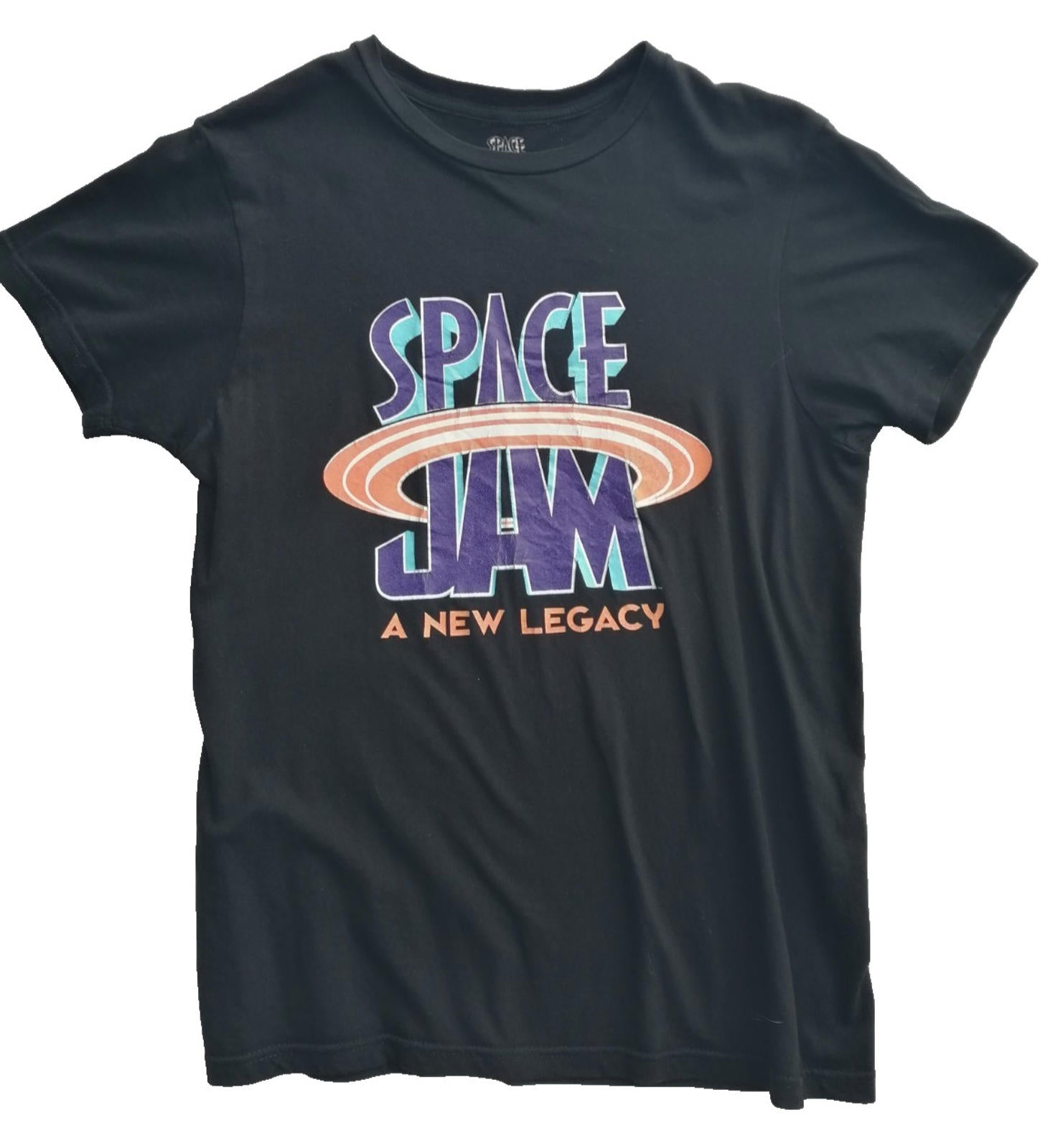 Space Jam Graphic Print T-Shirt Men's Size S/P Black 100% Cotton