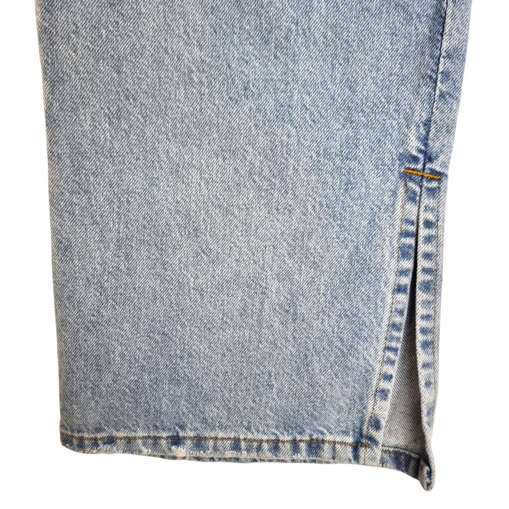 Stradivarius Jeans Women's UK Size 8 Long Split Hem Straight Fit High Waist Blue