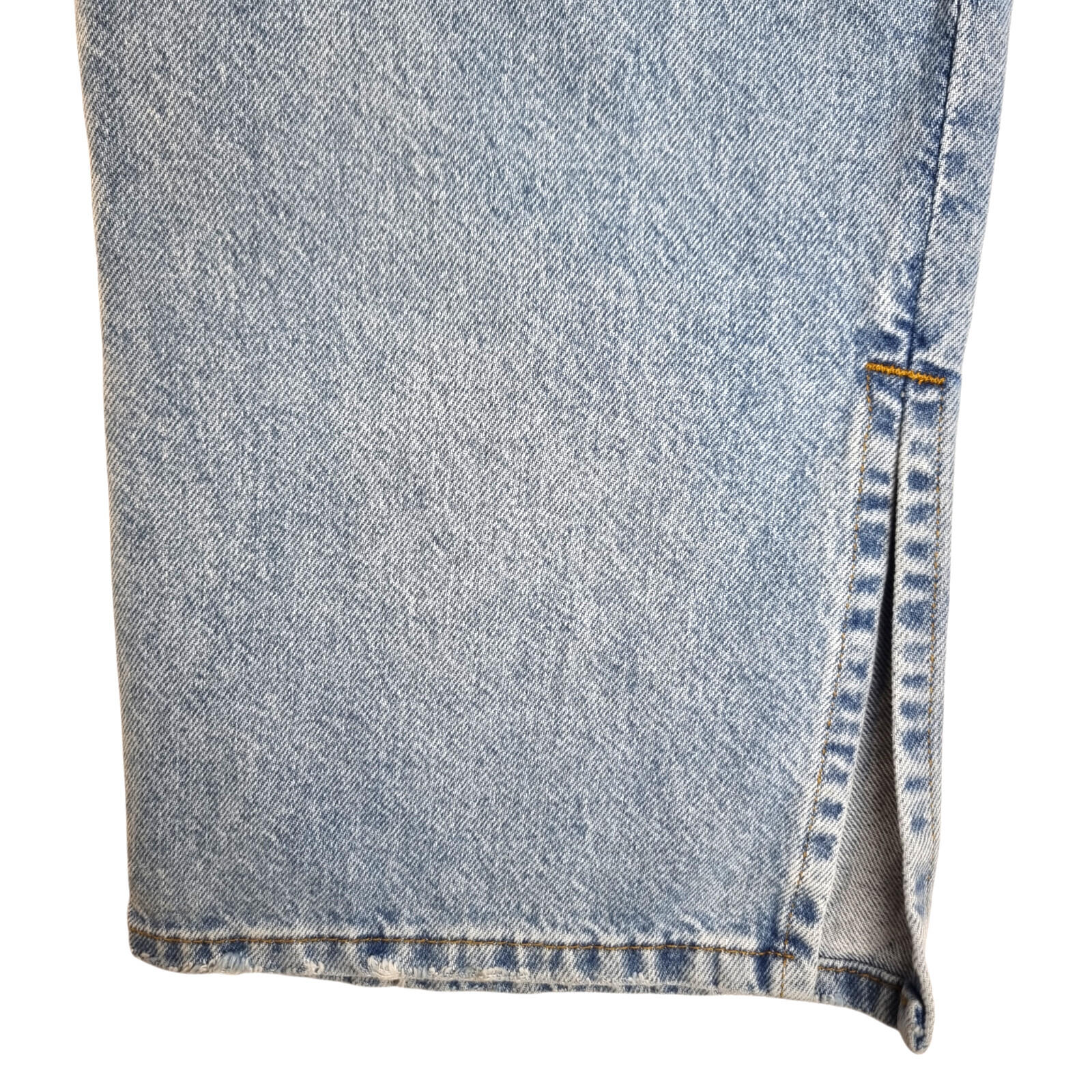 Stradivarius Jeans Women's UK Size 8 Long Split Hem Straight Fit High Waist Blue