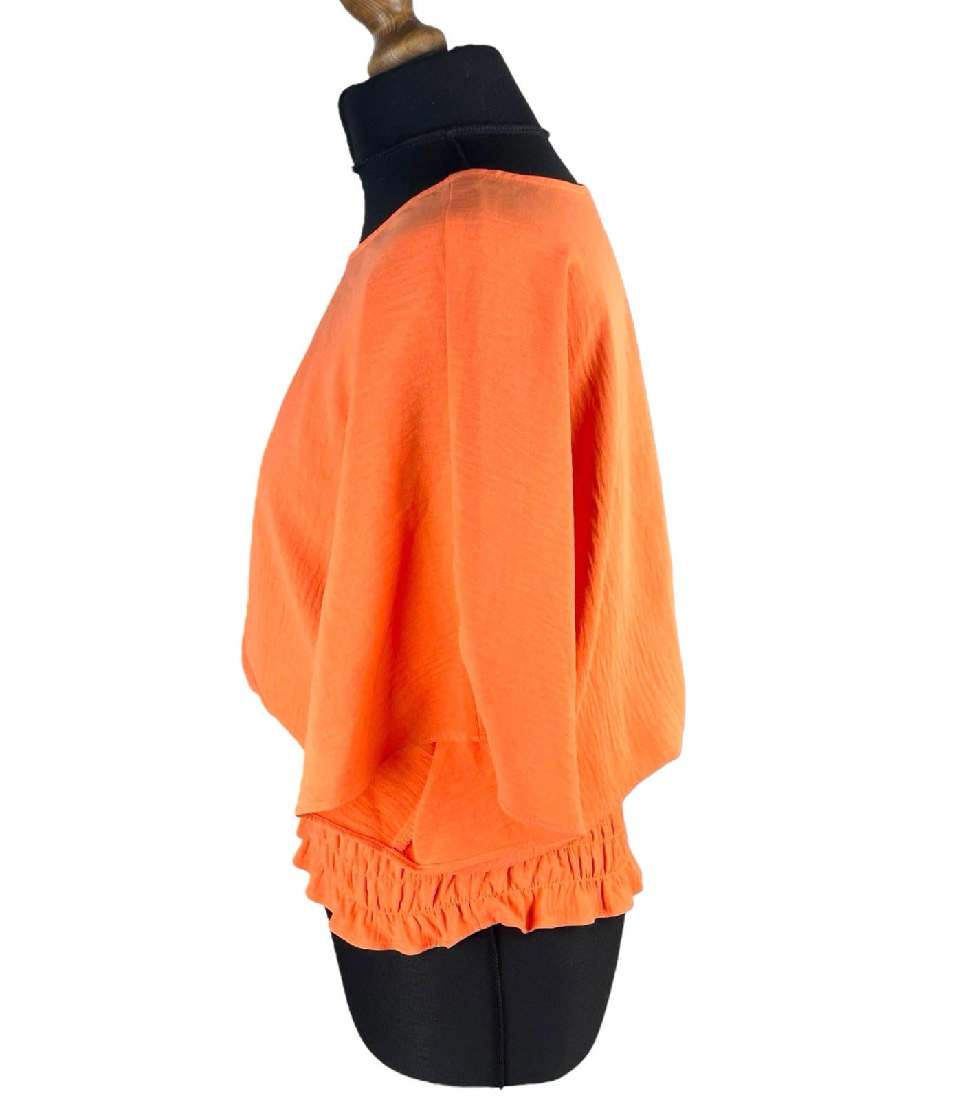 Emreco Orange Peplum Blouse Summer Top Elastic Waistband Women’s UK Size 10