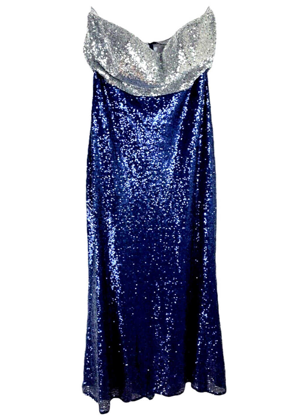 Ever-Pretty Dress Women's UK Size 18 Blue Sequin Strapless Occasion Sparkle