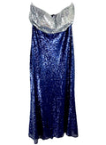 Ever-Pretty Dress Women's UK Size 18 Blue Sequin Strapless Occasion Sparkle