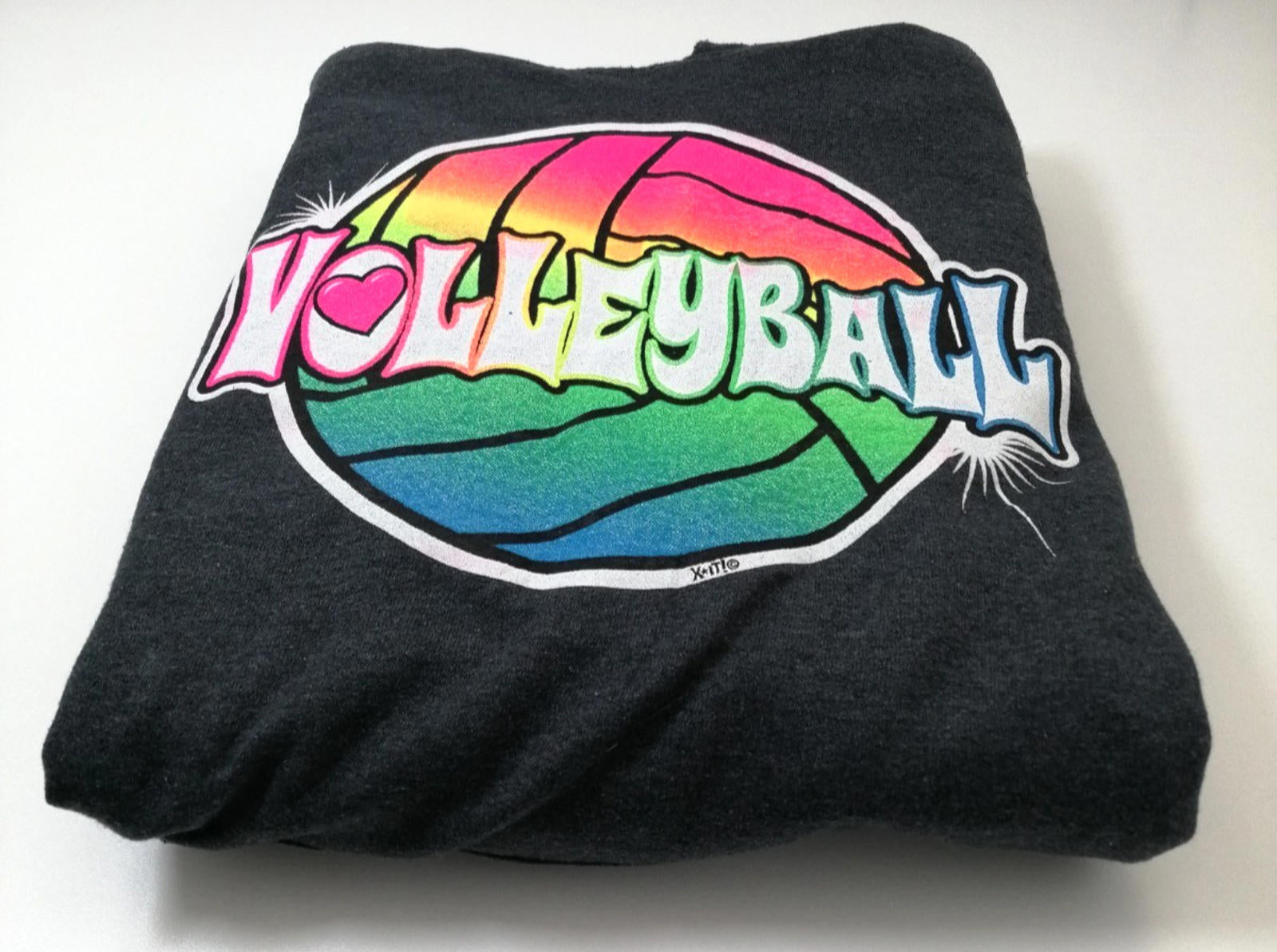 Rainbow Volleyball Hoodie Men's Size M Slate Grey Jersey Hooded Pockets Sports