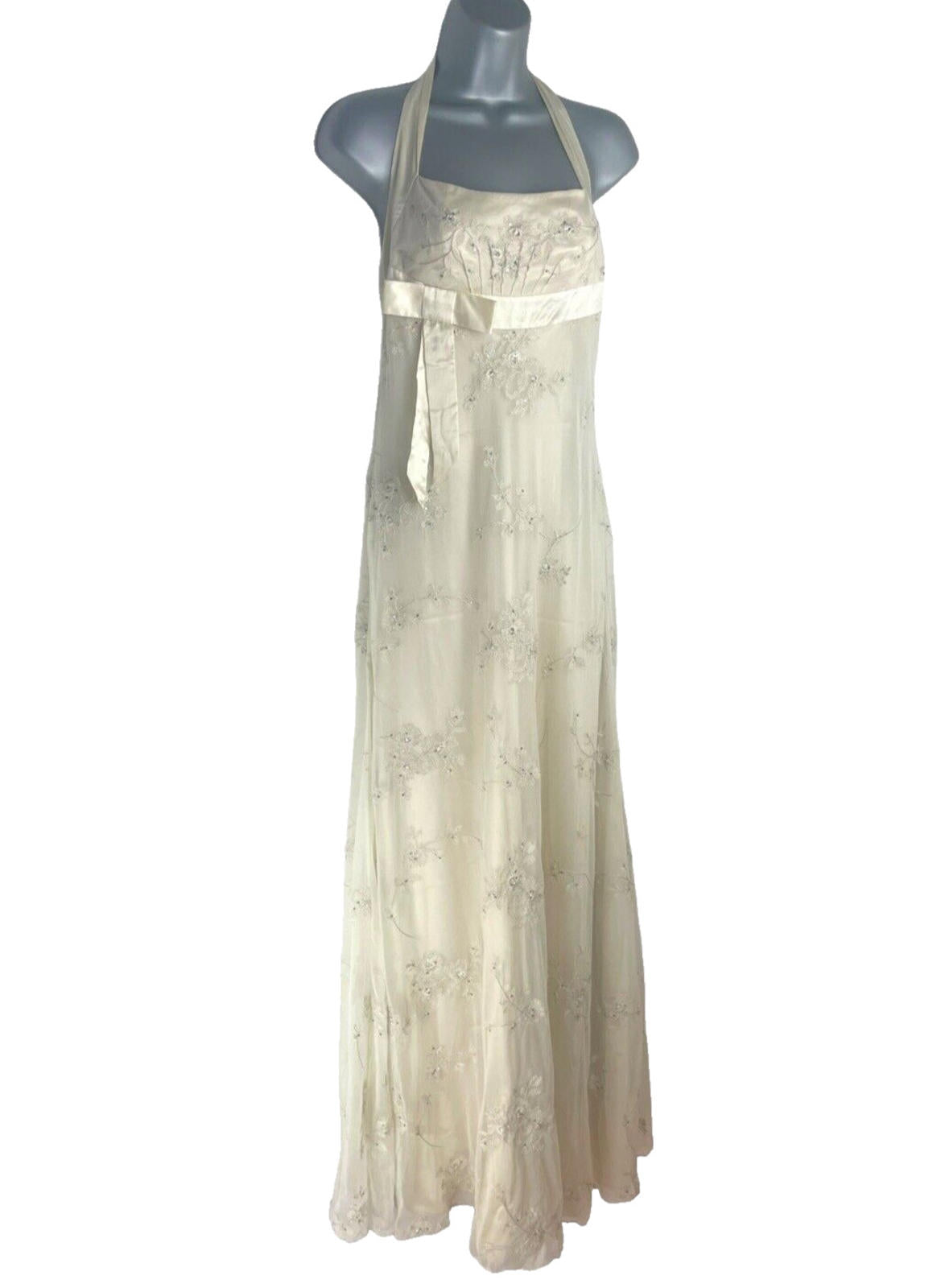 Monsoon Bridal Dress Hand Beaded Lined Halterneck Women’s UK Size 8