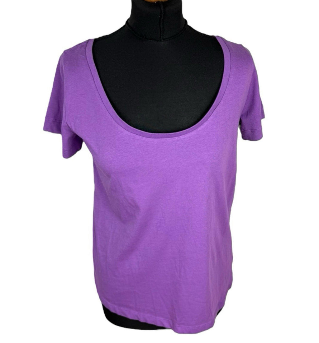 Everyday T-Shirt Blouse Women’s UK Size 10 Purple Scoop Neck Short Sleeve