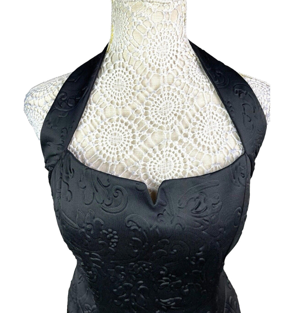 Amy Childs Black Quilted Midi Dress Halter Neck Women’s UK Size 12
