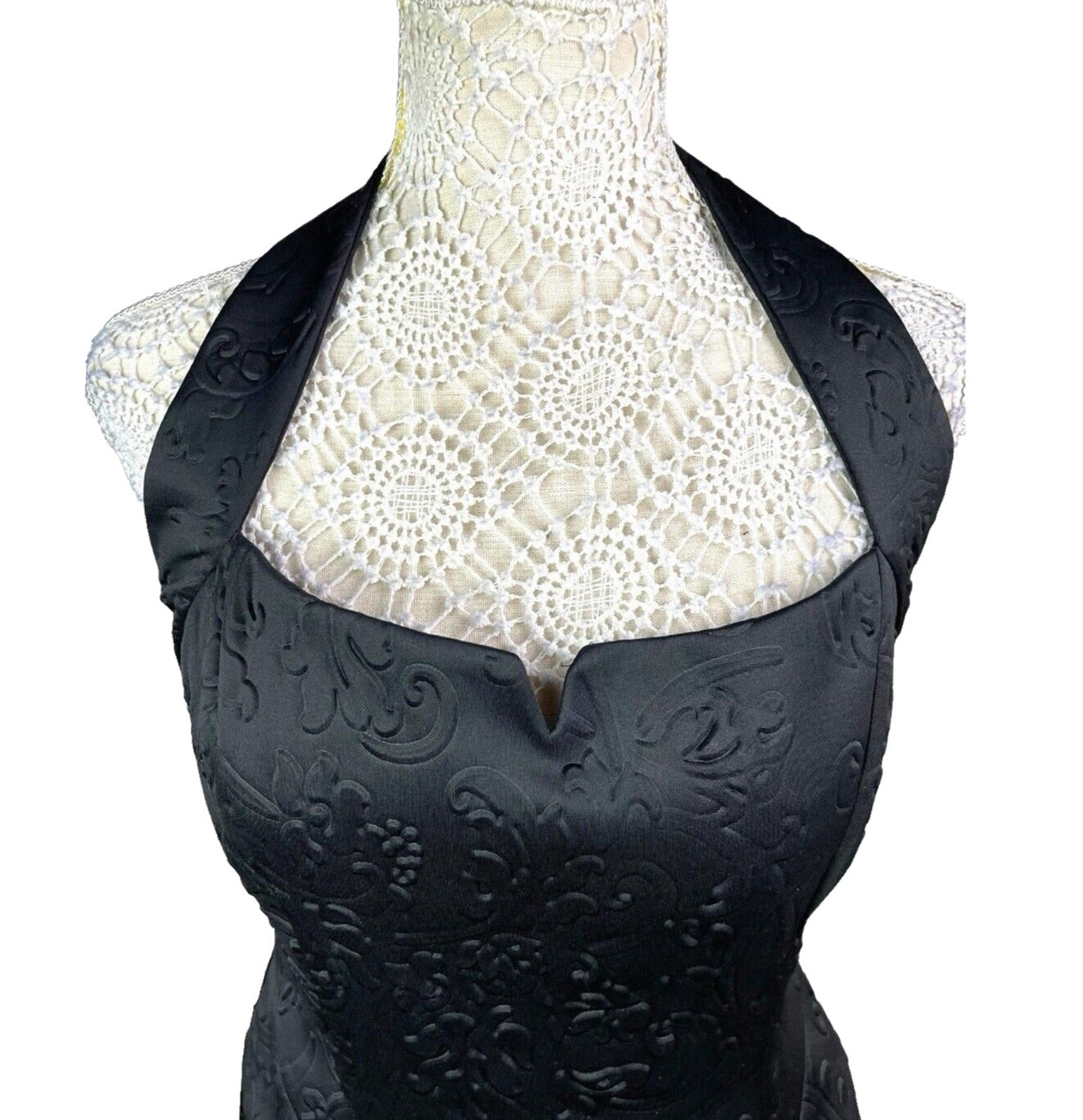 Amy Childs Black Quilted Midi Dress Halter Neck Women’s UK Size 12
