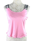 Pretty Little Thing Pink Tank Top Logo Band Straps Women’s UK Size S