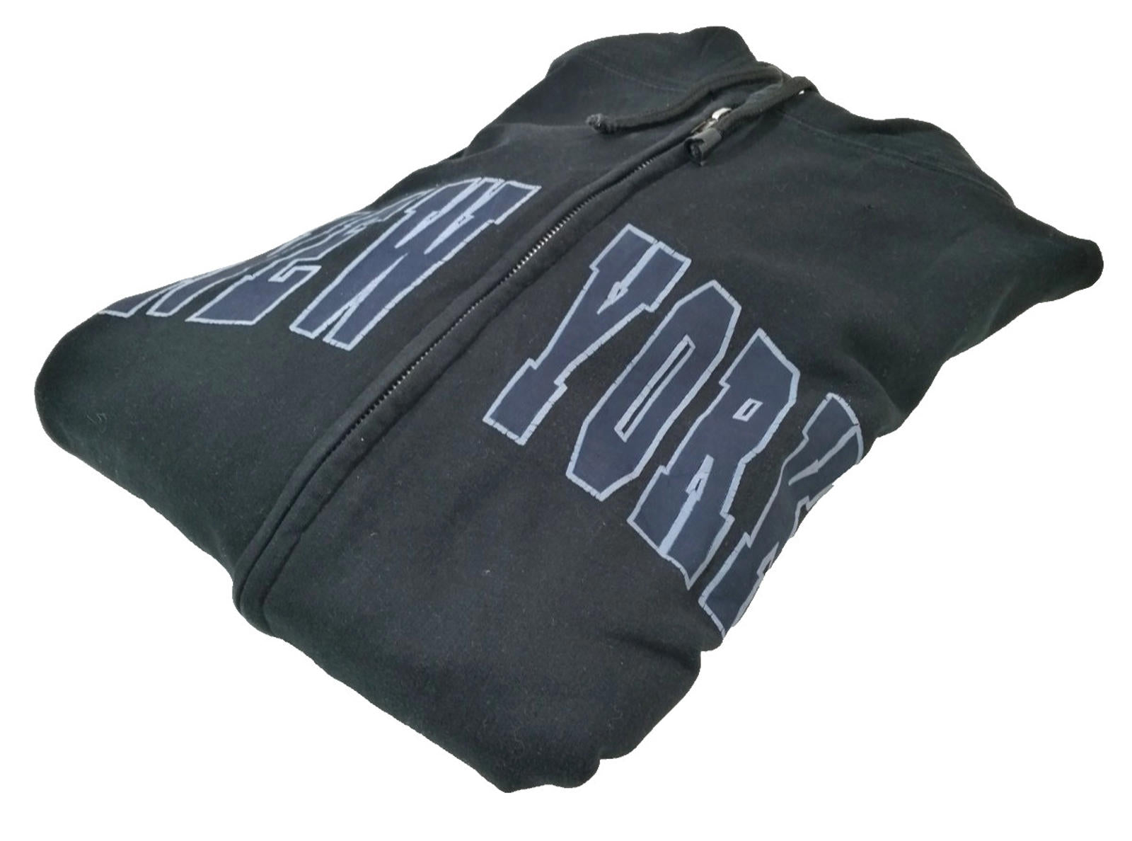 New York Hoodie Men's Size XL Black Jersey Hooded Pockets Zip Front