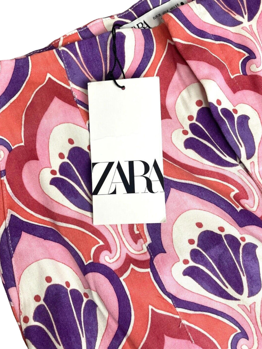 Zara Trousers Slim Fit High Waist Ankle Chino Printed Women's UK Size 6