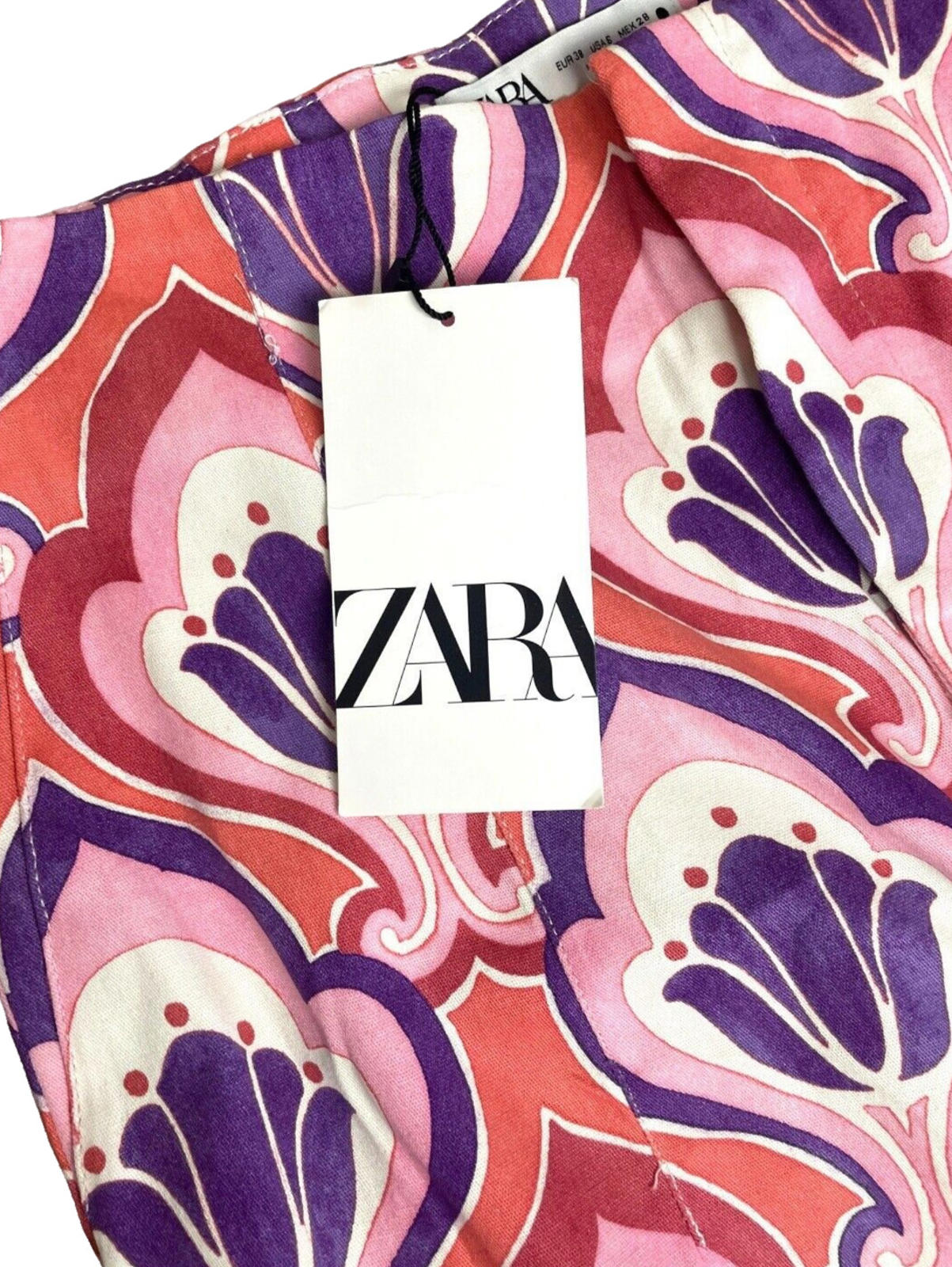 Zara Trousers Slim Fit High Waist Ankle Chino Printed Women's UK Size 6