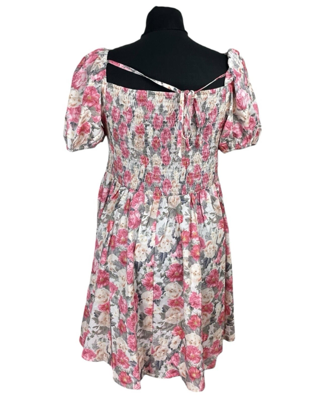 Shein Curve Floral Aline Mini Dress Women’s UK Size 0XL (14) Short Sleeve Pink