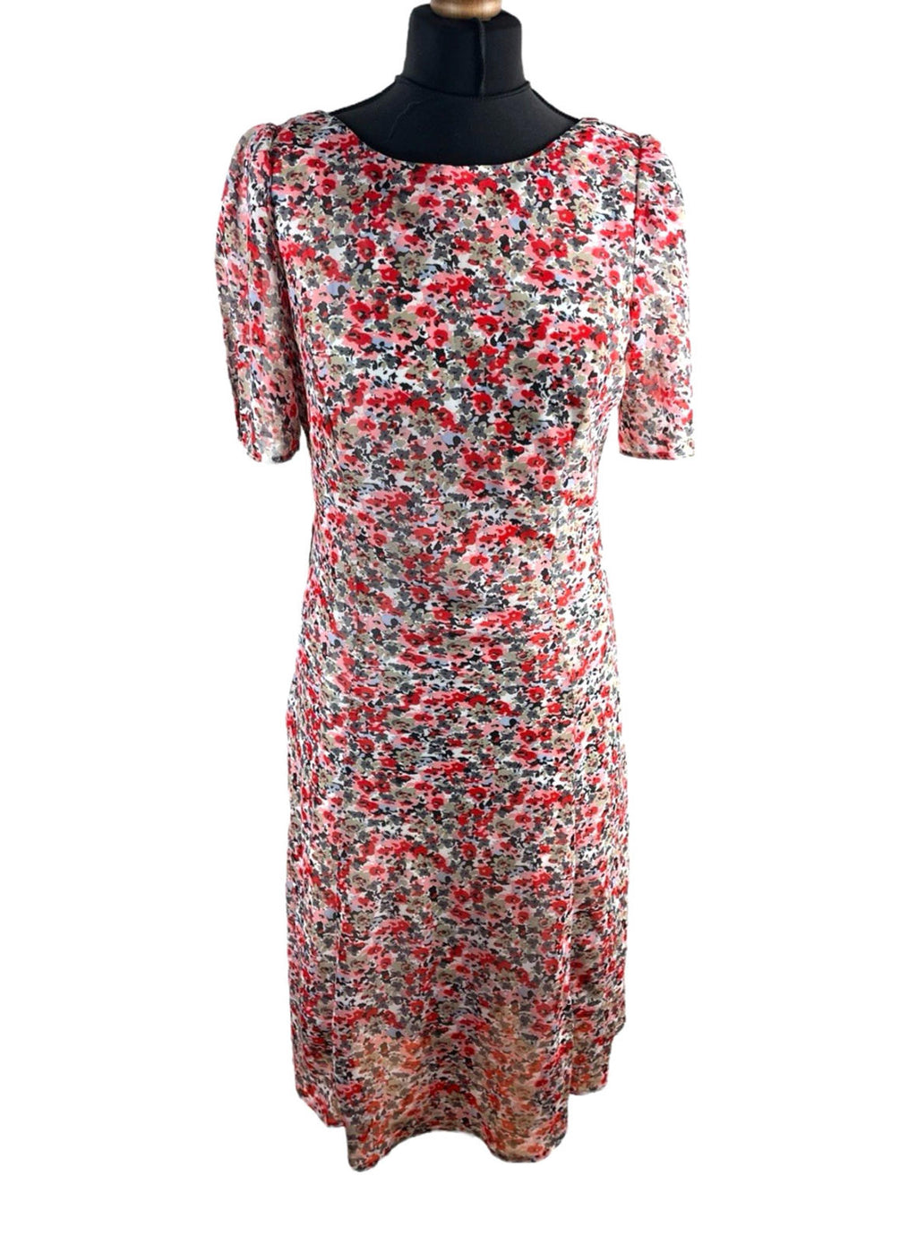 Autonomy Red Floral Midi Dress Layered Summer Women’s UK Size 12