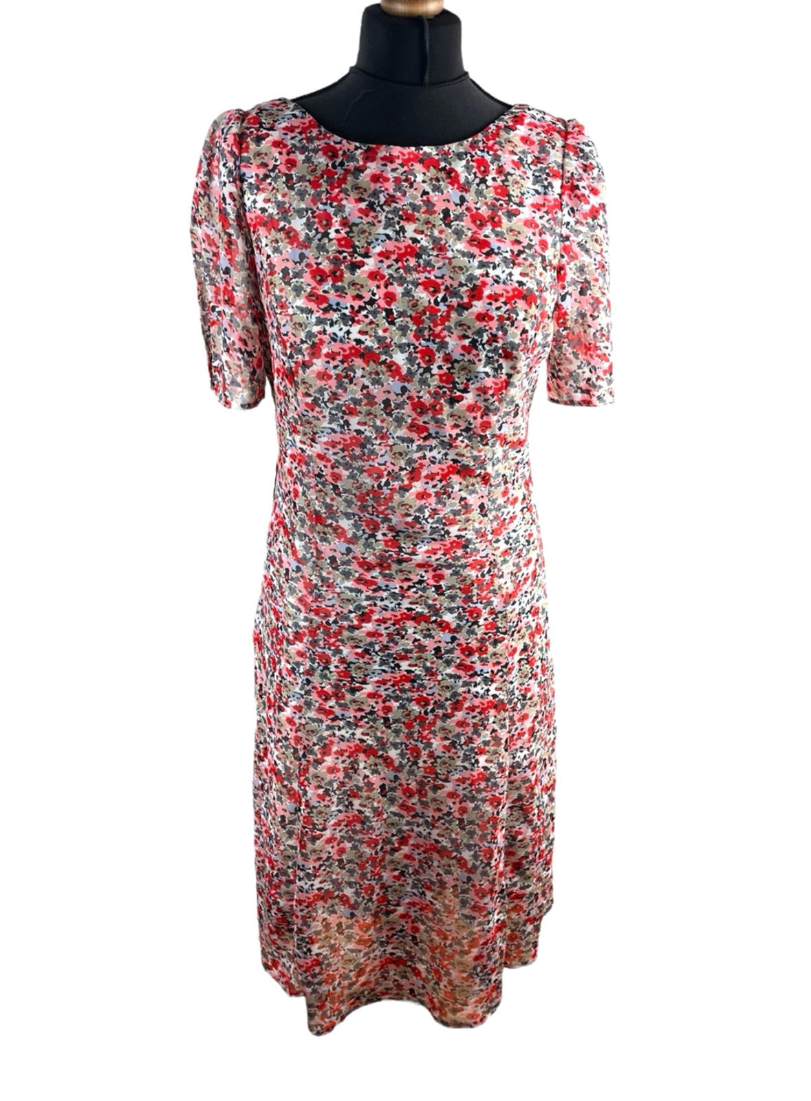Autonomy Red Floral Midi Dress Layered Summer Women’s UK Size 12