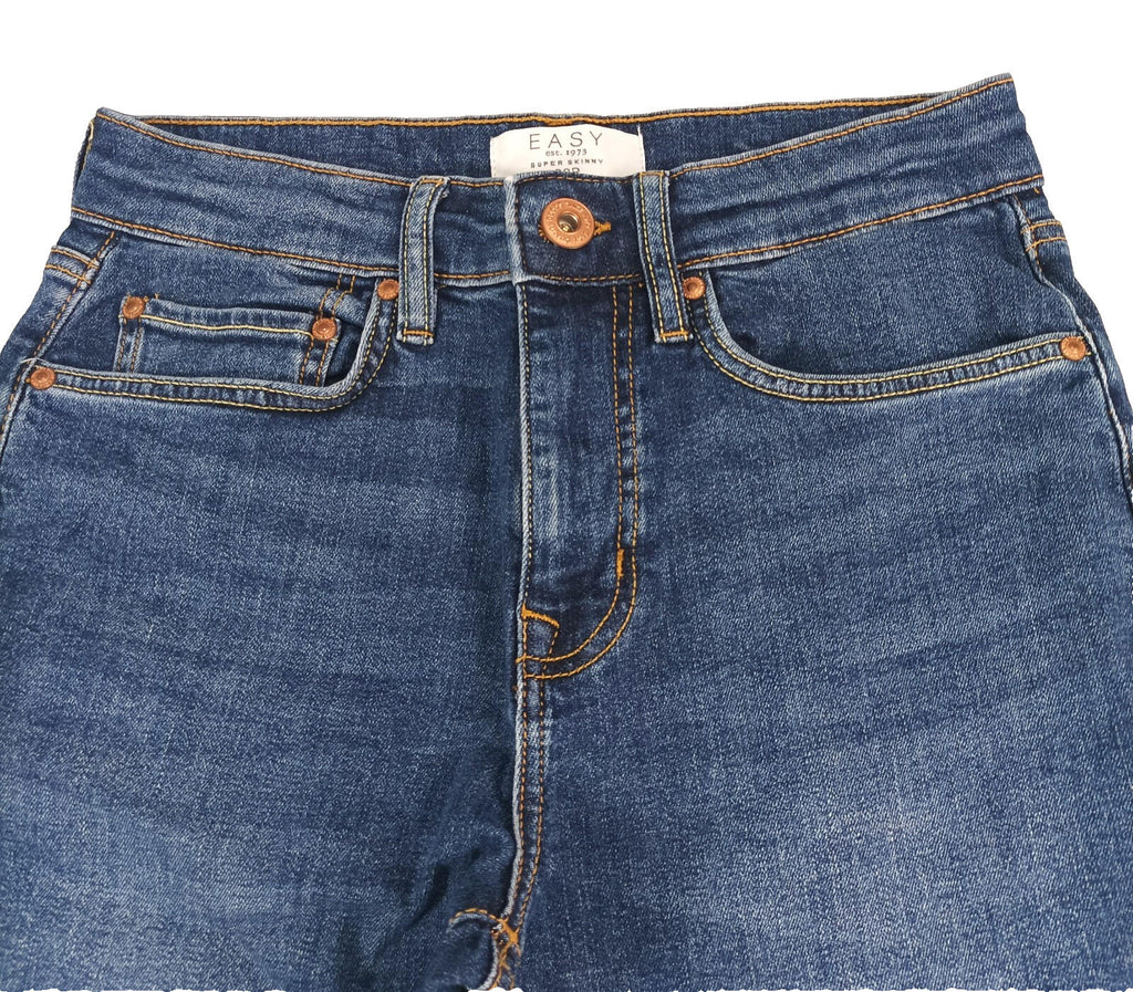 Easy Jeans Men's UK Size W28 L29 Blue 5 Pocket Cotton Rich Denim Zip Front