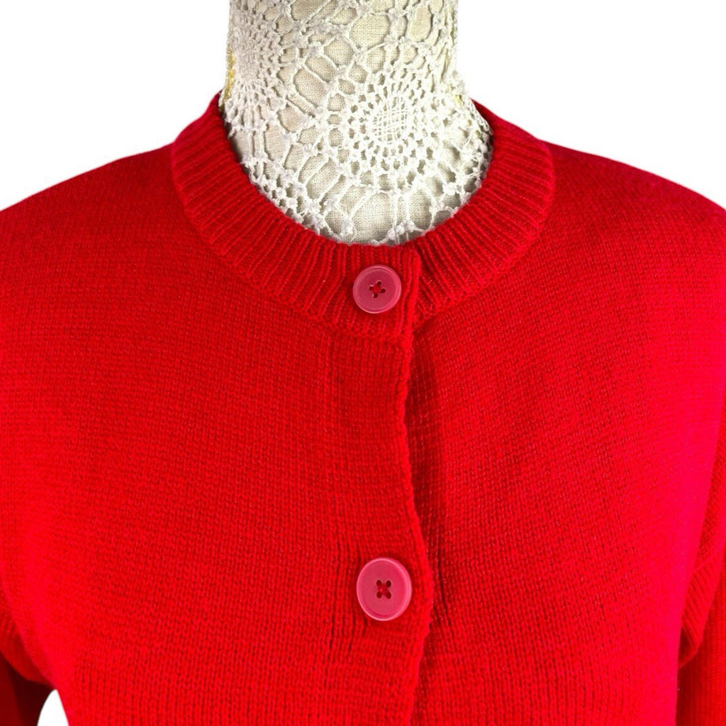 Pretty Little Thing Red Tight Knit Cardigan Button Fastening Women’s UK Size S