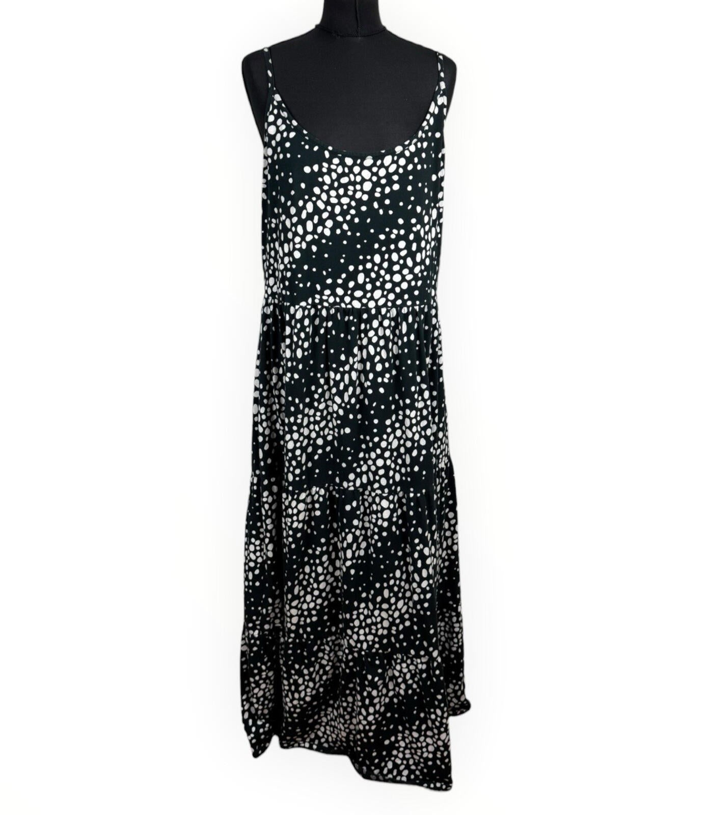 Friends Like These Polka Dot Dress Women's UK Size 20 Aline Midi Black & White